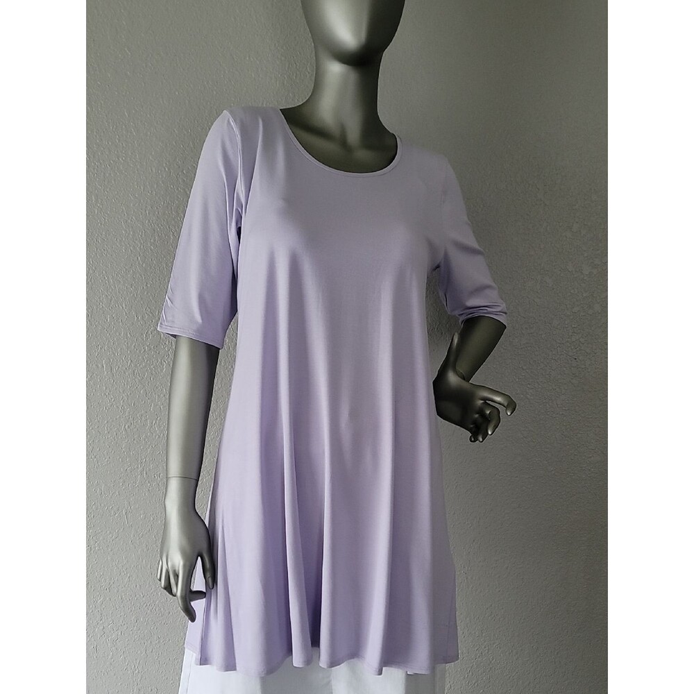Eileen Fisher Scoopnck Elbow Sleeve Jersey Tunic Top Size Small